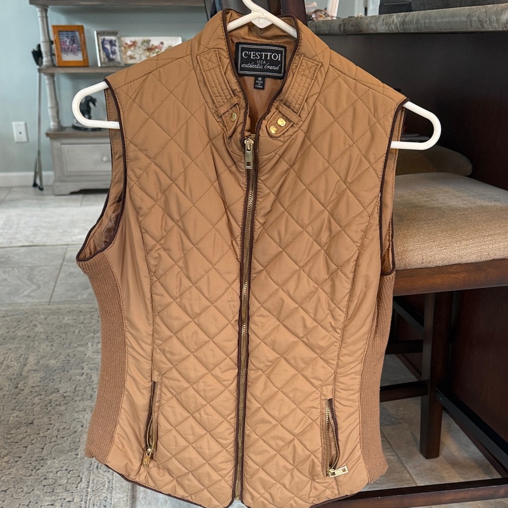 C'est Toi Quilted Tan Vest